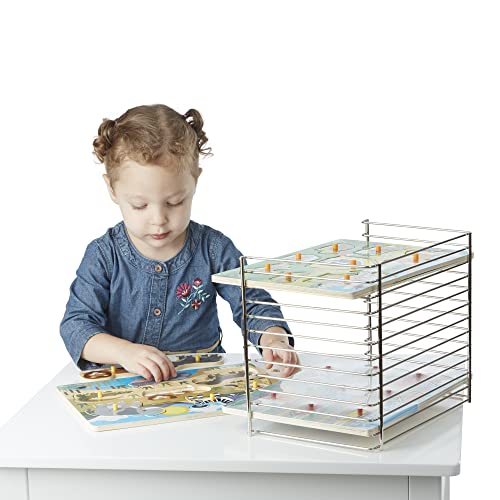 Melissa & Doug Puzzle Storage Rack Wire Rack Holds 12 Puzzles