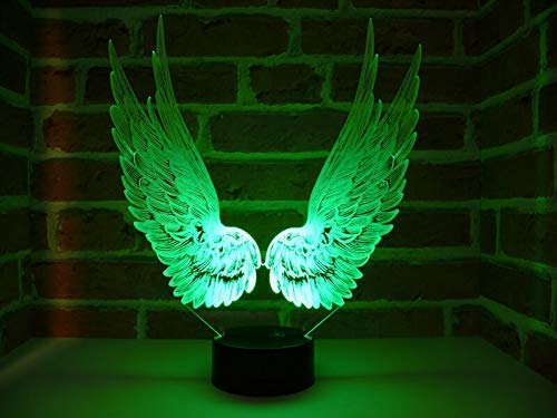 Molly Hieson 3D Angel Wing Night Light Led Touch Switch Decor Table Desk Optical Illusion Lamps 7 Color Changing Lights Led Table Lamp Xmas Home Love Birthday Children Kids Decor Toy Gift #TOP1