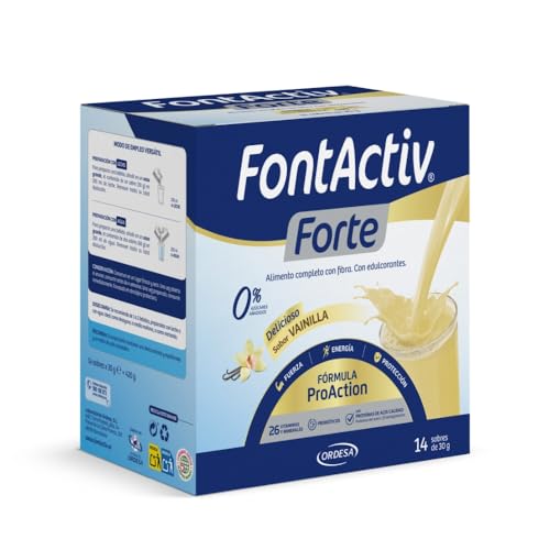 FontActiv Forte ProAction Vainilla | 14 Sobres | Suplemento Nutricional con Fibra para Adultos - 0% Azúcares añadidos