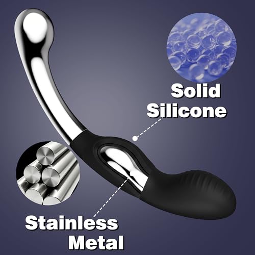 Prostate-Massager-Anal-Dildo-Metal-Prostate-Wand-G-Spot-Stimulator-Double-Ended-Curved-Dildo-Prostate-Massage-Device-Anal-Hook-Large-Butt-Plug-Anal-Sex-Toy-for-Women-Men-Couples106lb