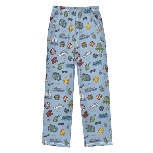 Pajama Pants Lounge Sleep PJ Bottoms Sleepwear Elastic Waist Drawstring S Travel2