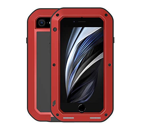 Coque iPhone 8 antichoc métallique LOVE MEI protection intégrale robuste pour iPhone 7 rouge