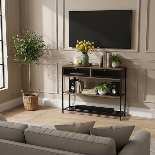 La mejor selección de Mesas de café los mejores 5. 41 FurnitureR Mesa Consola con Tomacorrientes y Puertos USB, 3 Niveles Almacenamiento, Mesa Sofá Angosta, Barra Café, Soporte TV Alto, para Sala, sofá, Pasillo y vestíbulo,Café y...