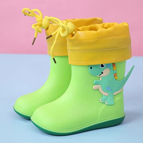 EnJoCho Water Boots 1 to 10Years Children Toddlers Children's Rain Shoes Boys and Girls Water Shoes Baby Rain Boots (Green, 7.5 Toddler)2