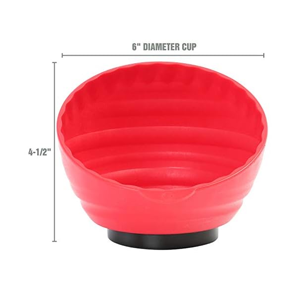 OEMTOOLS 25333 Red Magnetic Nut Cup, Magnetic Bowls for Holding Nuts and Bolts, 6 Inch Cup Diameter, Coated Magnet… – Bild 5