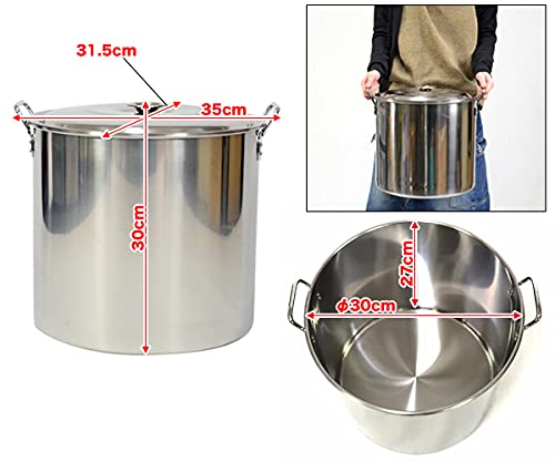 Amazon | ステンレス寸胴鍋 【直径30cm】 容量19L / ガス火専用