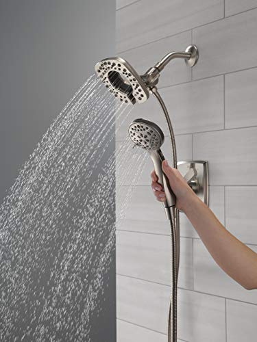 Image of Delta Faucet Ashlyn 17 Series Dual-Function Shower Trim Kit with 2-Spray Touch-Clean In2ition 2-in-1 Hand Held Shower Head with Hose, Stainless T17264-SS-I (Valve Not Included)