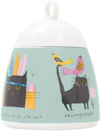 Jane Ormes CAT Sugar Pot, Ceramic, Multi-Colour, 13x10x10 cm