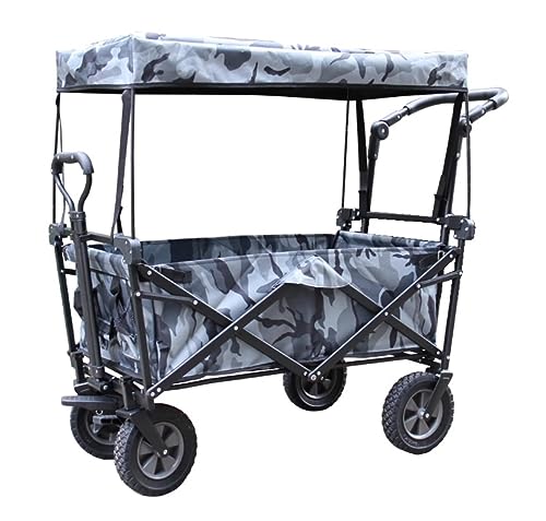 Carro De Playa Carrito Playa Carro De Vagón Plegable con Parasol Ajustable para Empujar Y Tirar, Carro De Lona Extraíble para IR De Compras A La Playa Carro Playa Plegable(C)