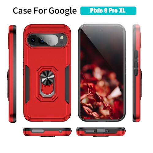 Bonkier for Google Pixel 9 Case [15 FT Military Grade Drop Protection] with Screen Protector & Lens Protector Heavy-Duty Shockproof Kickstand Case for Pixel 9 (Red) by Bonkier - Used condition - Image 6