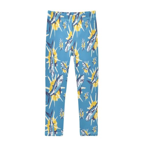 Toddler Girls Leggings Printed Yoga Pants Leggings Blue Sharks for Kids