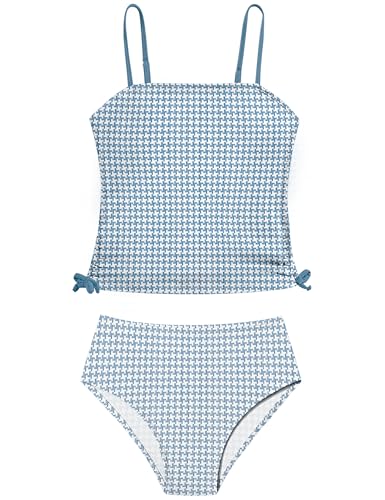 Image of Girls Tankini Swimsuits Tropical Print Bathing Suit Two Piece Girls' Swimwear with Tie Side Knot 9-16T