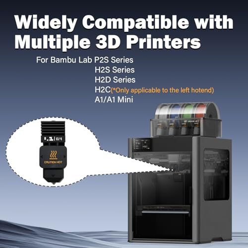 RugooSpink 3PK 0,2MM 0,4MM 0,6MM P2S Hotend für H2S/H2D/H2C/A1/A1 Mini Hotend gehärtete Düse Extruder Schnellwechsel-Hotend mit 3PK Silikon-Sockel-Ausstattung Druckkopf-Ersatz für Bambu Lab 3D-Drucker
