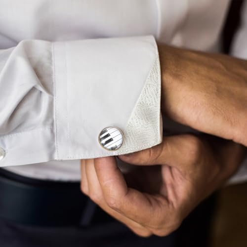 Mancuernillas patrón piano para camisa de hombre miniatura 5