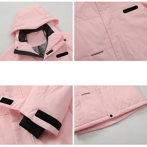 Kids Boy 𝗦now Jacket Solid Color Fleece Waterproof Winter Jacket with Hood Girls Windproof Hood Ski Coat4