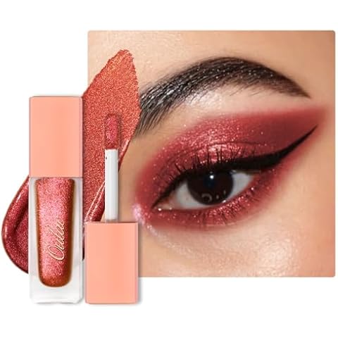 Oulac Red Liquid Glitter Eyeshadow Duo-Chrome Red Eyeshadow Cover