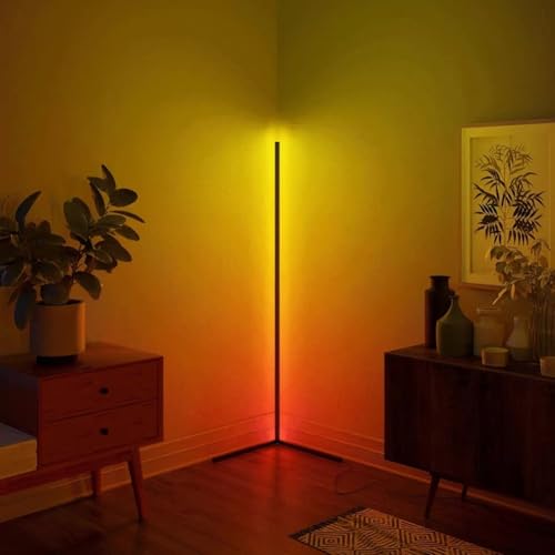 Lampadaire intelligent RGB multicolore connectée avec éclairage LED sur pied et télécommande - 3