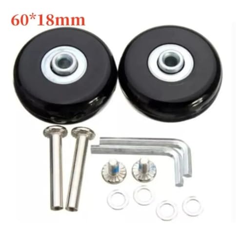 Luggage Wheels Suitcase 2pcs Travel Luggage Wheel Hub Replacement, Parts Axle Repair Kit, for Replacement Upgrade Travel(60mm 18mm-2pcs)2