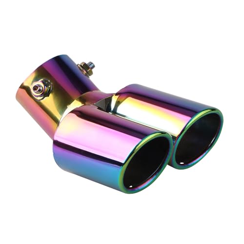tpnidaii 車外用品 下向き式 マフラーカッター 2本出し 排気管 エキゾーストチップ マフラー パイプ テールパイプ径38-53mm適応 口径2.5インチ 斜めカット 外装 パーツ ドレスアップ カスタム ステンレス製 (カラフル色)