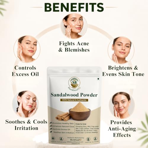 Image of 100% Pure Sandalwood Powder (200g) Natural Chandan Powder for Face Pack | Skin Brightening, Tan Care, Oil Control, Cooling Face Mask & DIY Skincare | No Preservatives, No Artificial Colours