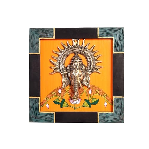 Image of Avighna-I Wall decor frame with divine Ganesha Majestically set on a beautiful frame | Handcrafted Wall Art for Home Decor & Office Spaces