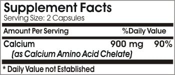 Chelated Calcium 900mg // 200 Capsules // Pure // by PureControl Supplements