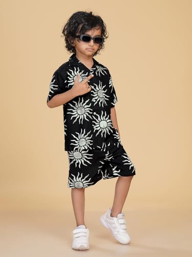 Image of Ninos Dreams Boys Cotton Rayon Coord Set with shorts /Holiday Shirt & Shorts