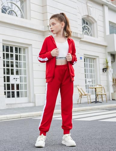 Zaclotre Girls 2 Piece Outfits Sweatsuit Zip Up Hoodie Sweatshirt and Sweatpant Tracksuit Athletic Jogger Sets4