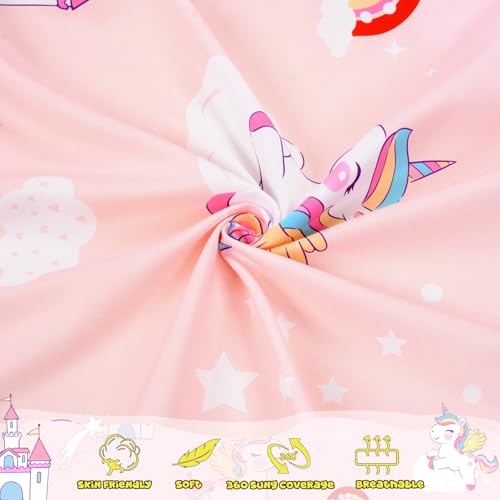 Image of Cloele Unicorns Fitted Crib Sheets,Pink Castle Unicorns, 1 Pack,52x28in | Baby Crib Sheets, For Standard Crib and Toddler Mattresses, Nursery Bed Sheet, For Baby Girls