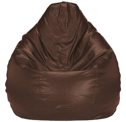 Image of Casa Copenhagen Premium Leather Bean Bag Chair, Filled with Beans | Capacity: Upto 7 Ft Height, 200 KG Weight | 5XL | Brown