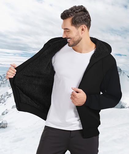 Mens Fleece Hoodies Zip Up Warm Thick Winter Jacket - image 2