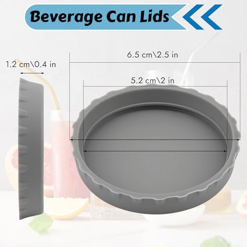 Dosendeckel Getränkedose, Silikondeckel für Dosen Getränke, Wiederverwendbare Bierdosen Abdeckung Deckel, Dosenabdeckung Verschluss für Standard Soda Cola,Grau,2 Stück