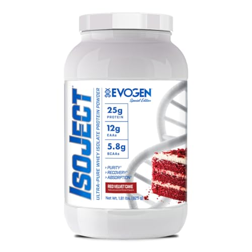 Evogen Isoject - Whey Protein Isolate | Ultra-Pure Whey Protein Powder With Ignitor Enzymes, Bcaas, And Eaas | Enhanced Absorption & Recovery | Red Velvet Cake | 25 Servings