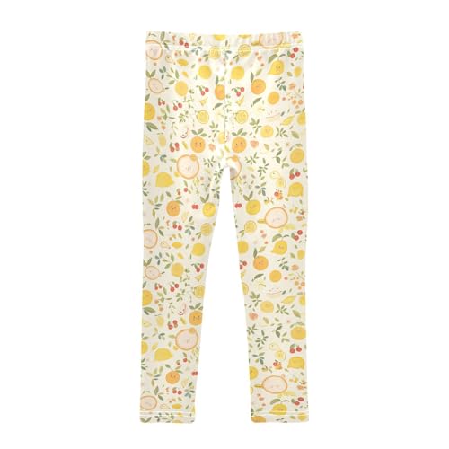 KLL Watercolor Orange Fruit Leaves Girls Cotton Leggings Fashion High Waisted Athleisure Pants Exercise2