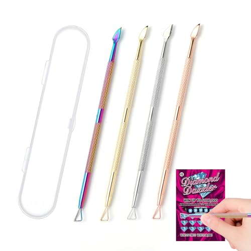 EXEXIUO 4Pcs Lottery Ticket Scratcher Tool, Ultimate Metal Lotto Scratcher Scratch Off Tool for Tickets Stickers Labels Films