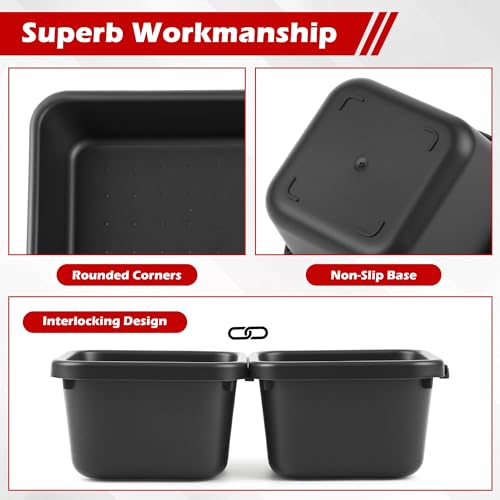 Image of TOOLEAGUE 46Pcs & 5 Sizes Tool Box Organizer with 15Lb Magnetic Pickup Pen | Drawer Organizer Tray Set, Garage Organization and Storage Workshop Rolling Tool Chest WorkBench Small Part(Black, Red)