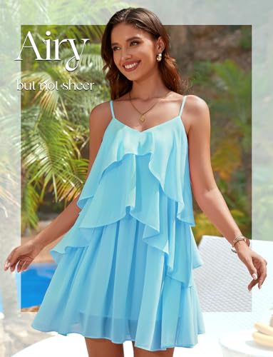 Image of DRESSTELLS Women's Cocktail Ruffle Tiered Dresses, Formal Wedding Guest Graduation Party Mini Dress