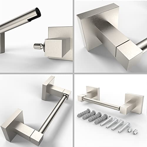 Ruacq Toilet Paper Holder Brushed Nickel Double Post Pivoting Square Tissue Holders Roll Holder Hangers Toilet Paper Stand Stainless Steel and Zinc Alloy Modern Wall Mounted by Ruacq - Image 5