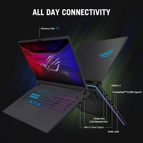 Image of ASUS 2025 ROG Strix G18 Gaming Laptop - NVIDIA RTX 5080(16GB GDDR7), Intel Ultra 9 275HX, 18 inch 2.5K 240Hz Display, Wi-Fi 7, Windows 11 Pro, Office Lifetime License & Accessories, 64GB DDR5 RAM 4TB SSD