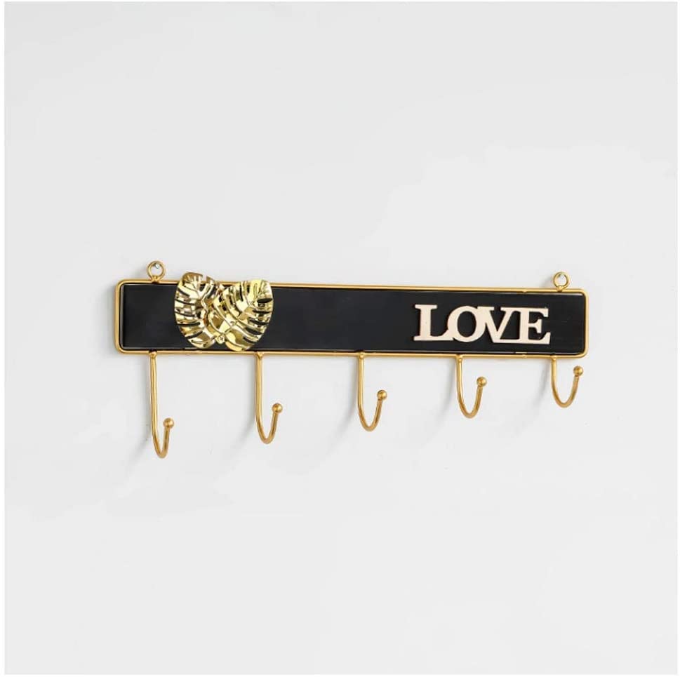 Multifunctional MYBA Wall Mounted Coat Rack 5 Hooks Iron Coat Rack Wall Hanging Wooden Key Hanger Holder Vintage Hallway Home Bedroom Door Back Decorative Room Rack Elegant