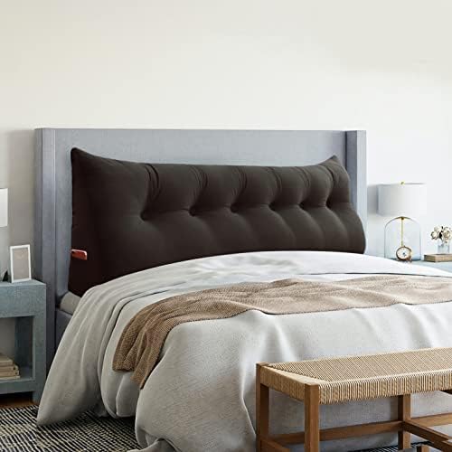 VERCART Large Headboard Pillow Wedge Bed Rest Reading Pillow Daybed Pillows Triangular Headboard Wedge Pillows Bolster Gap Filler Triangle Back Cushion Long Wedge Pillow Velvet Coffee California King