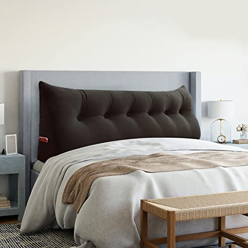 Vercart Large Headboard Pillow Wedge Bed Rest Reading Pillow Daybed Pillows Triangular Headboard Wedge Pillows Bolster Gap Filler Triangle Back Cushion Long Wedge Pillow Velvet Coffee California King #TOP2