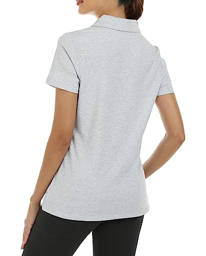 Mofiz Women Golf Polo Shirt Zip Up Short Sleeve Polos Lightweight Quick Dry Tennis Shirt Grey M #TOP2
