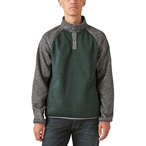 Image of Lucky Brand Men's Los Feliz Fleece Mock Neck Half Zip Color Block Pull-overPullover Sweater