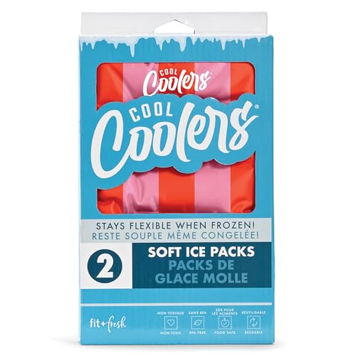 Cool Coolers Reusable XL Soft Ice Packs for Coolers, Long-Lasting Lunch Box Ice Pack, High Performance Quick Freeze, 2Pk, Pink & Orange Stripe by Fit & Fresh - Image 7