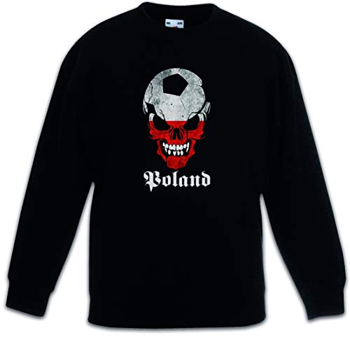 Sweat enfant Pologne football classique noir au motif crâne pour garçon et fille