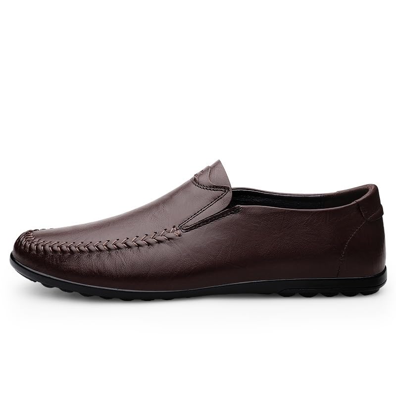 Mens Loafers Round Toe Vegan Leather Solid Color Loafer Shoes Flat Heel Lightweight Flexible Outdoor Slip On3