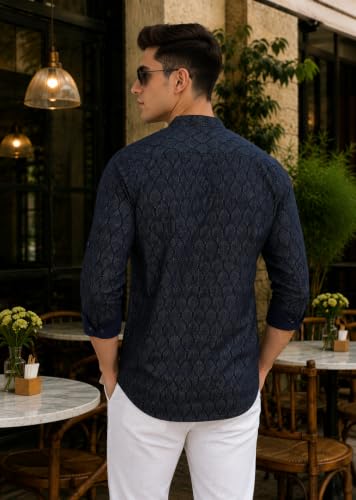 Image of Majestic Man Men's Cotton Regular Fit Short Printed Designer Kurta