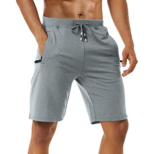 Image of Boyzn Men's 2 Pack Athletic Shorts Comfortable Cotton Workout Shorts Elastic Waist Running Shorts with Zipper Pockets