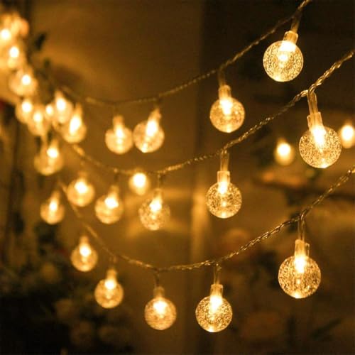 Image of fizzytech Crystal Ball String Lights - 120 LED, 24 Meter Decorative Fairy Lights for Bedroom, Living Room, Diwali, Christmas, Wedding, Party & Home Decoration (Warm White)